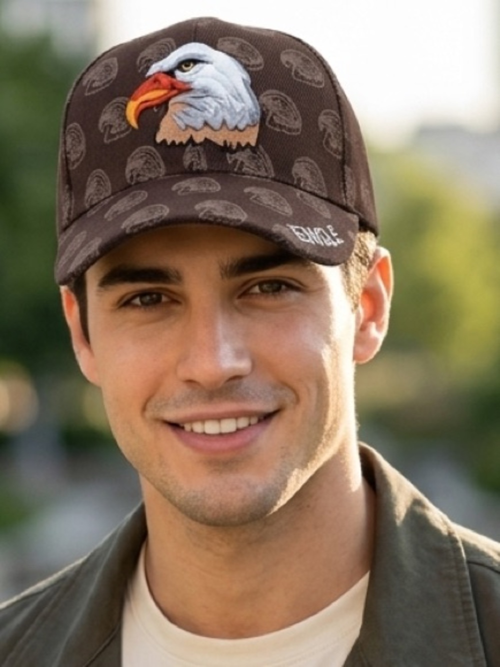 Eagle Embroidered Brown Baseball Cap - Men Accessories